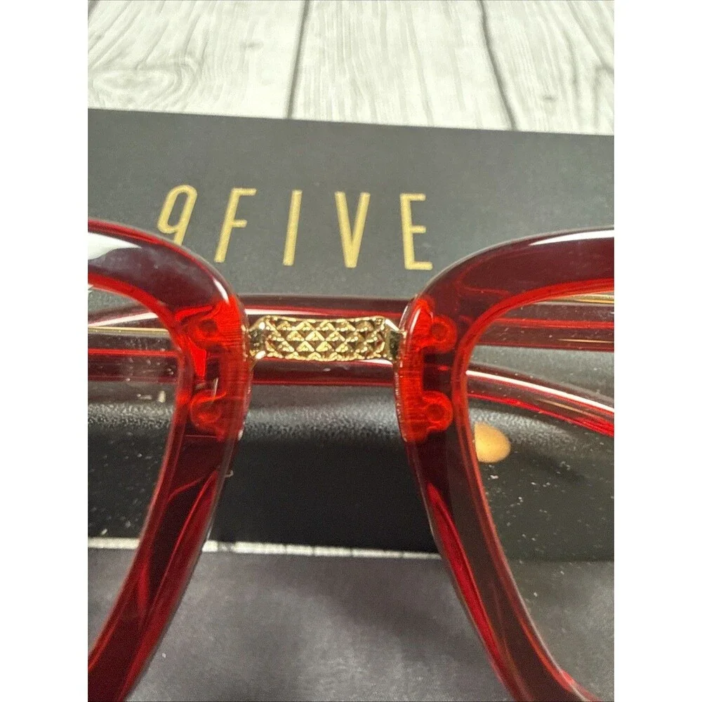9FIVE Bishop LTD Sunglasses Ruby Red Translucent Golden Frame Glasses NWOT